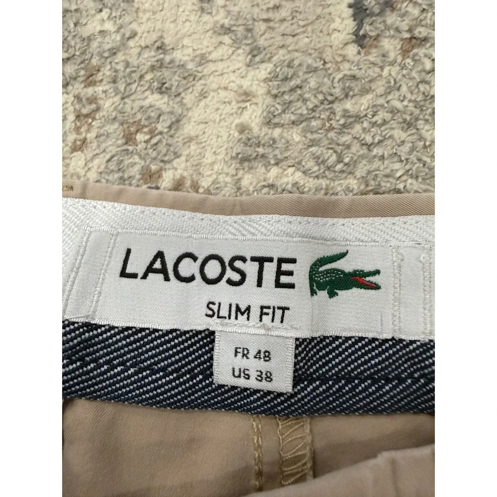 Lacoste Slim Fit Chino Pants Tan Khaki Mens US 38 Cotton Stretch HH2739